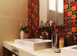 Bathroom interior with colored tiles