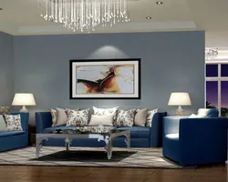 Интерьер гостиной в сине коричневом цвете