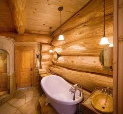 Photo Of A Wooden House Bathroom
