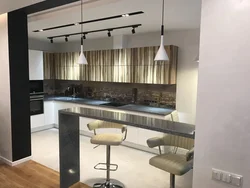 Photo of a kitchen for a studio with a bar counter