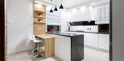 Photo Of A Kitchen For A Studio With A Bar Counter