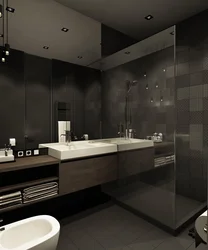 Дизайн ванной туалета в темных тонах