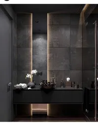 Дизайн ванной туалета в темных тонах