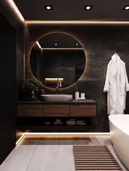 Қара түсті ванна бөлмесінің дизайны