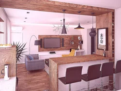 Design of a bar counter in the living room of a house