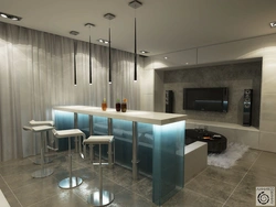 Design of a bar counter in the living room of a house