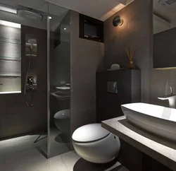Фото дизайн ванной комнаты совмещенной с туалетом в современном стиле