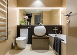 Заманауи стильде дәретханамен біріктірілген ванна бөлмесінің фото дизайны