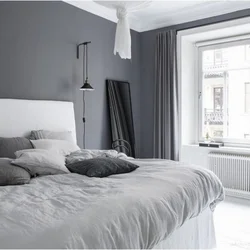 Light Gray Wallpaper In The Bedroom Interior