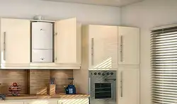 Kitchens with gas boiler and window design photo