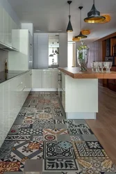 Tiles for the kitchen combined with the living room photo