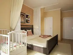Дызайн бацькоўскай спальні з дзіцячай