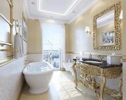 Дизайн ванной с золотом
