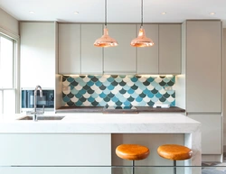 Beautiful tiles for the kitchen in the interior photo