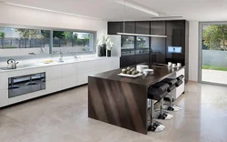 Island in the kitchen photo in a modern apartment