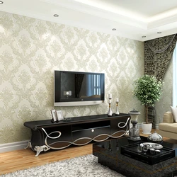 Living room interior wallpaper of two types