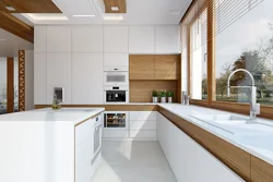 Modern White Kitchen With Wood In The Interior