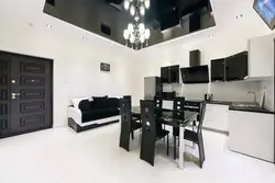 Black ceiling living room photo