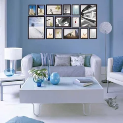 Decorating the wall above the sofa in the living room with your own photos