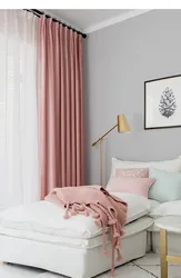 Powder wallpaper in the bedroom interior photo