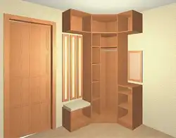 Hallway interior design with corner wardrobe