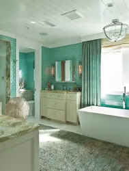 Bathroom design in turquoise tone