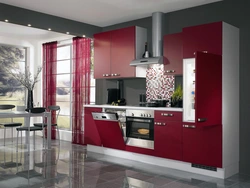 Kitchens with burgundy furniture photo