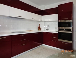 Kitchens with burgundy furniture photo