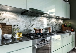 Porcelain tiles on the wall in the kitchen photo design