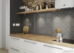 Porcelain tiles on the wall in the kitchen photo design