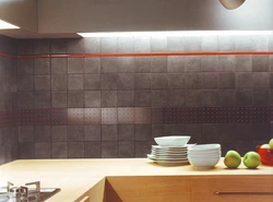 Porcelain tiles on the wall in the kitchen photo design