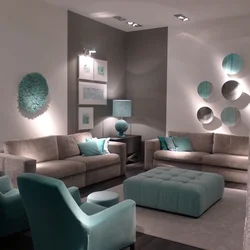 Mint color photo in the living room interior