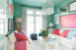 Mint color photo in the living room interior