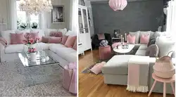 Dusty rose color combination in the bedroom interior