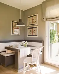 Kitchen interior with sofa and table photo