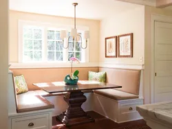 Kitchen interior with sofa and table photo