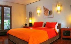 Orange color in the bedroom photo