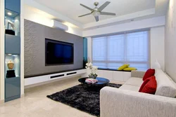 Интерьер гостиной с телевизором на стене в современном интерьере фото
