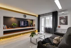 Интерьер гостиной с телевизором на стене в современном интерьере фото