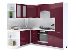 Interior design of burgundy kitchen photo