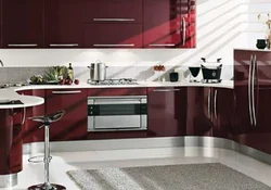 Дизайн интерьера бордовой кухни фото