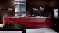Interior design of burgundy kitchen photo