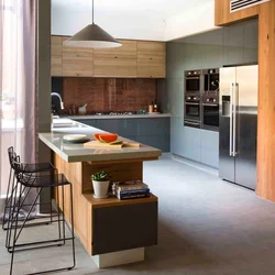 Modern Gray Kitchen With Wood Photo