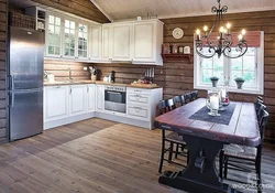 Кухни по одной стене в деревянном доме фото
