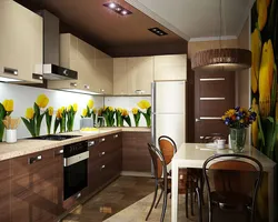 Кухня в бежево коричневом стиле фото