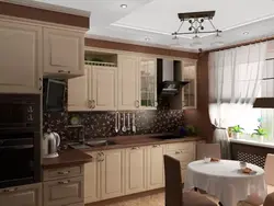 Brown kitchen interior