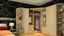 Corner wardrobe in the bedroom photo design ideas