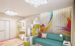 Дизайн гостиной и детской в одной комнате 18
