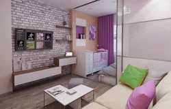 Дизайн гостиной и детской в одной комнате 18