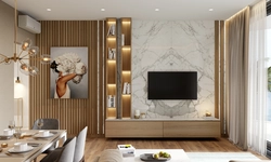 Дизайн стенки с телевизором в гостиной